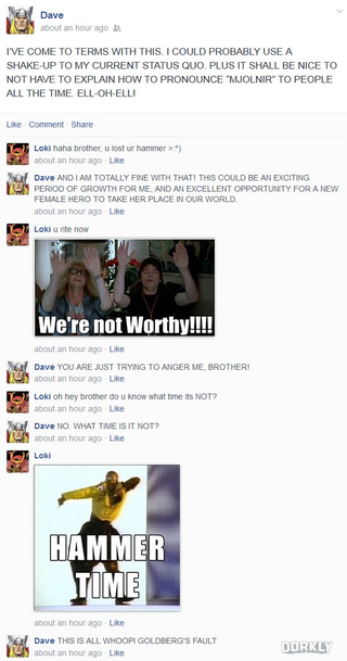 Illustration for article titled Read Thor’s Facebook response to finding out he’s losing his hammer